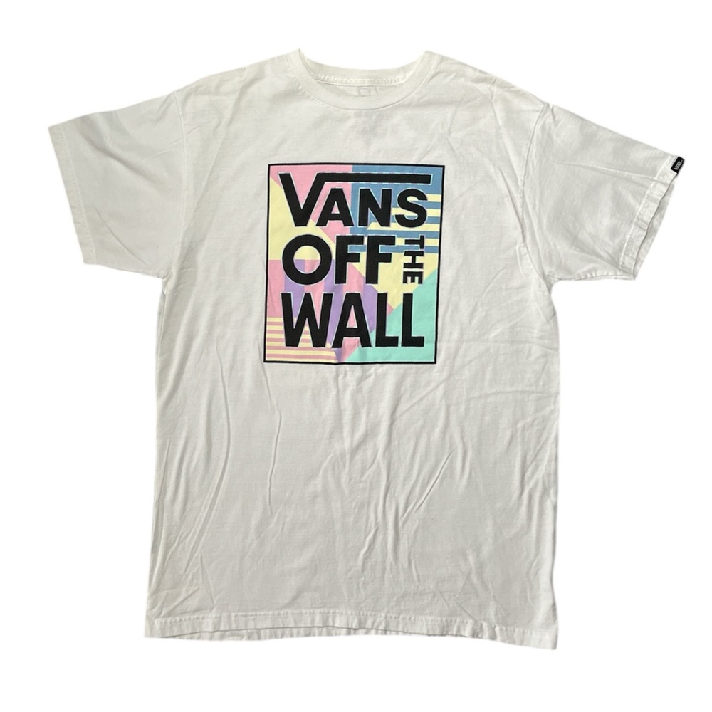 White Vans T-shirt, Colorful Logo